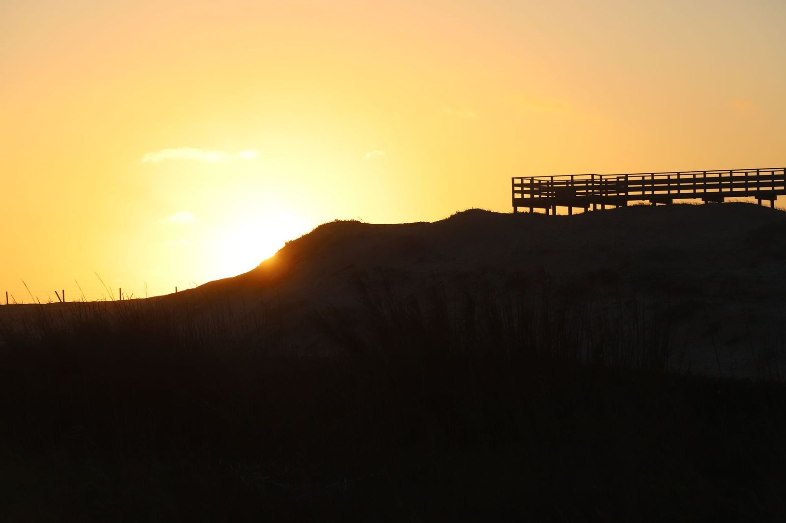 Dunes and boardwalk on the long sandy beach at Wasaga Beach