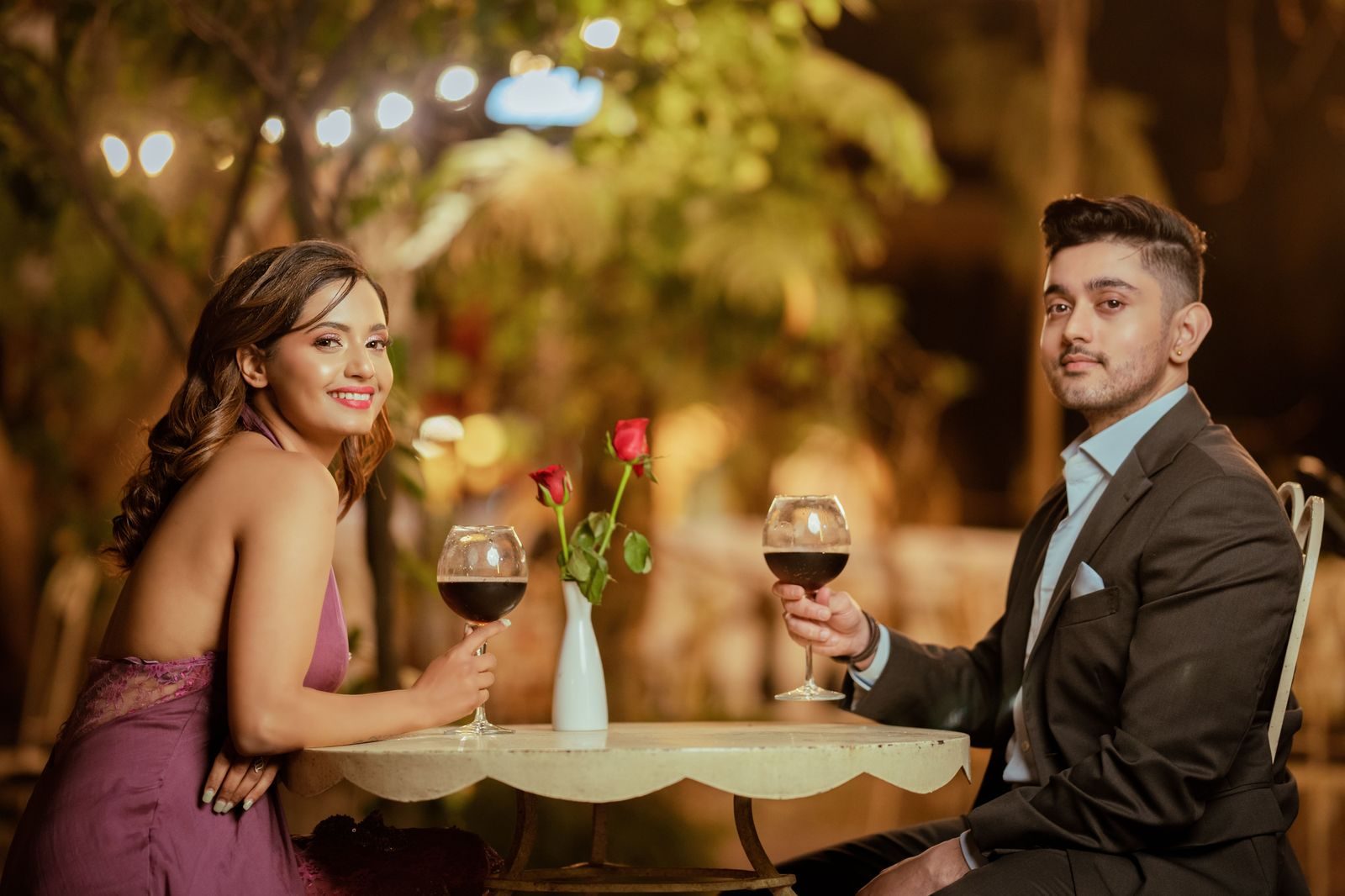 Guests dressed for an evening out, on their way to a concert night